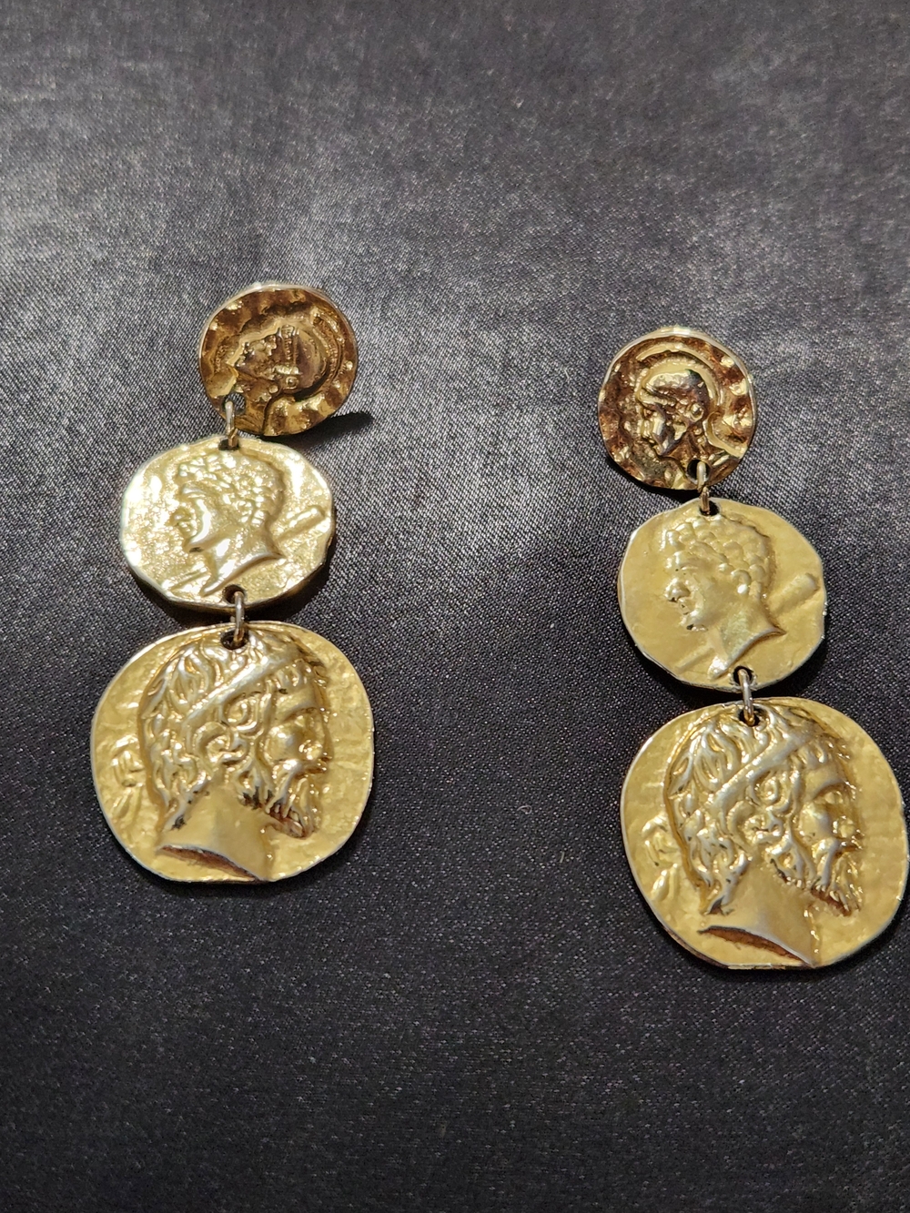 Gold Tone Coin Drop Dangle Earrings
